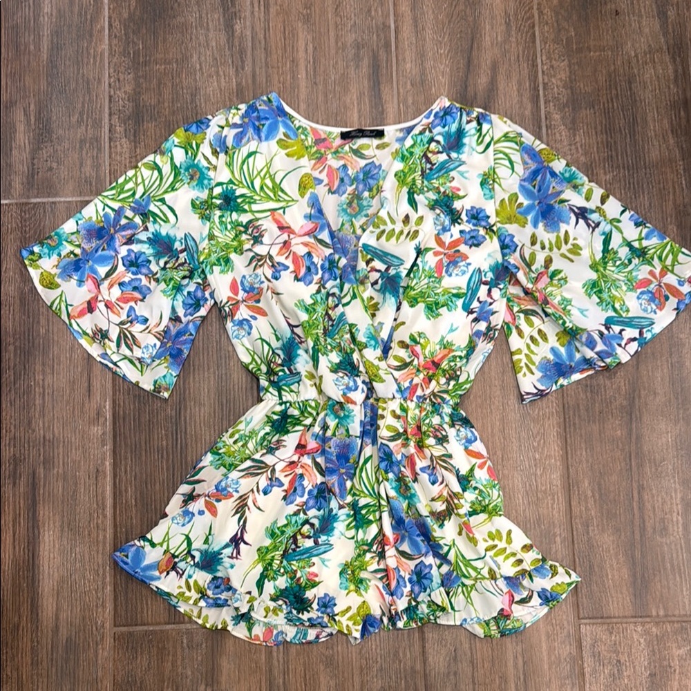 Honey Punch White and Blue romper